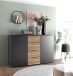 Sideboard >Aska< 4 Schübe, 2 Türen, Graphit /Mauvella Eiche Dekor - 134,8x89x40 (BxHxT)