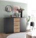 Sideboard >Aska< 4 Schübe, 2 Türen, Graphit /Mauvella Eiche Dekor - 134,8x89x40 (BxHxT)