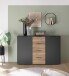 Sideboard >Aska< 4 Schübe, 2 Türen, Graphit /Mauvella Eiche Dekor - 134,8x89x40 (BxHxT)