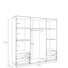 Drehtürenschrank >MOKKARIS< 4 Schübe, 4 Türen, in Schwarz - 205,9x200,1x58,8cm (BxHxT)
