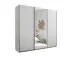 Schwebetürenschrank >Carano< Weiß / Spiegel, VOLLAUSSTATTUNG mit Spiegeltür, Schubladen und Einlegeböden - 215x204x63cm (BxHxT)