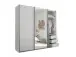 Schwebetürenschrank >Carano< Weiß / Spiegel, VOLLAUSSTATTUNG mit Spiegeltür, Schubladen und Einlegeböden - 215x204x63cm (BxHxT)