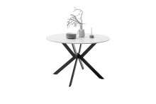 Esstisch >UBATE< rund, weiß marmoriert, Keramik - 76x120cm (HxD)
