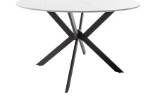 Esstisch >UBATE< rund, weiß marmoriert, Keramik - 76x120cm (HxD)