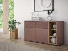 Sideboard >BREATHTAKER<  2 Türen, 2 Schübe, Terrakotta / Mauvella Eiche - 160x83,1x41,3 (BxHxT)
