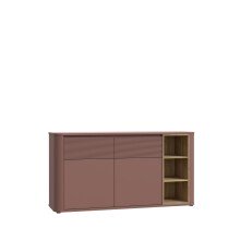 Sideboard >BREATHTAKER<  2 Türen, 2 Schübe, Terrakotta / Mauvella Eiche - 160x83,1x41,3 (BxHxT)