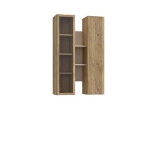 Hängeschrank >BREATHTAKER< Vitrine, Mauvella Eiche Dekor / Sand - 84,2x134,6x33,9cm (BxHxT)