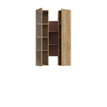 Hängevitrine >BREATHTAKER< 2 Türen, Terrakotta / Mauvella Eiche Dekor - 84,2x134,6x33,9cm (BxHxT)