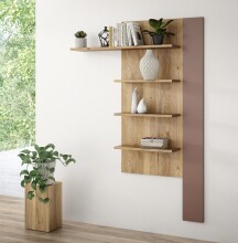 Wandregal >BREATHTAKER< 4 Böden, Terrakotta / Mauvella Eiche Dekor - 132,5x190x21,9 (BxHxT)
