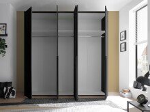 Drehtürenschrank >Kevo< 3 Böden, 3 Stangen, Graphit, Holzwerkstoff - 225x225x52 (BxHxT)