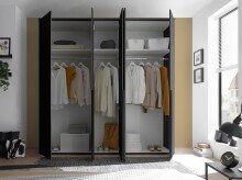 Drehtürenschrank >Kevo< 3 Böden, 3 Stangen, Graphit, Holzwerkstoff - 225x225x52 (BxHxT)