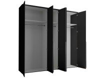 Drehtürenschrank >Kevo< 3 Böden, 3 Stangen, Graphit, Holzwerkstoff - 225x225x52 (BxHxT)