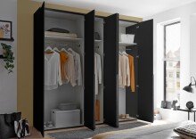 Drehtürenschrank >Kevo< 3 Böden, 3 Stangen, Graphit, Holzwerkstoff - 225x225x52 (BxHxT)
