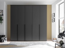 Drehtürenschrank >Kevo< 3 Böden, 3 Stangen, Graphit, Holzwerkstoff - 225x225x52 (BxHxT)