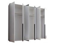 Drehtürenschrank >Kevo< 3 Böden, 3 Stangen, Weiß / Spiegel - 270x225x52cm (BxHxT)