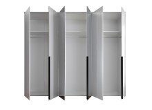 Drehtürenschrank >Kevo< 3 Böden, 3 Stangen, Weiß / Spiegel - 270x225x52cm (BxHxT)