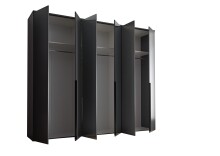 Drehtürenschrank >Kevo< 3 Böden, 3 Stangen, Graphit / Spiegel - 270x225x52 (BxHxT)