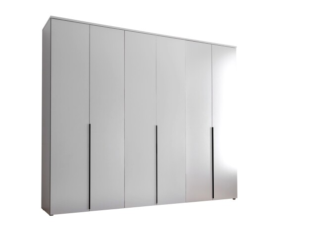 Drehtürenschrank >Kevo< 3 Böden, 3 Stangen, Weiß, Holzwerkstoff - 270x225x52cm (BxHxT)