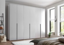 Drehtürenschrank >Kevo< 3 Böden, 3 Stangen, Weiß, Holzwerkstoff - 270x225x52cm (BxHxT)