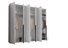 Drehtürenschrank >Kevo< 3 Böden, 3 Stangen, Weiß, Holzwerkstoff - 270x225x52cm (BxHxT)