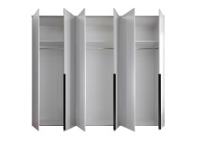 Drehtürenschrank >Kevo< 3 Böden, 3 Stangen, Weiß, Holzwerkstoff - 270x225x52cm (BxHxT)