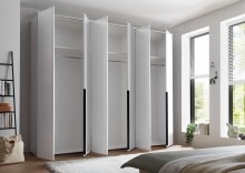 Drehtürenschrank >Kevo< 3 Böden, 3 Stangen, Weiß, Holzwerkstoff - 270x225x52cm (BxHxT)