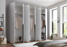 Drehtürenschrank >Kevo< 3 Böden, 3 Stangen, Weiß, Holzwerkstoff - 270x225x52cm (BxHxT)