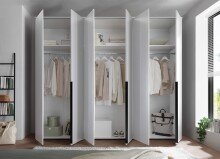 Drehtürenschrank >Kevo< 3 Böden, 3 Stangen, Weiß, Holzwerkstoff - 270x225x52cm (BxHxT)