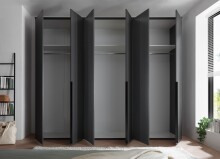 Drehtürenschrank >Kevo< 3 Böden, 3 Stangen, Graphit, Holzwerkstoff - 270x225x52 (BxHxT)