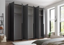 Drehtürenschrank >Kevo< 3 Böden, 3 Stangen, Graphit, Holzwerkstoff - 270x225x52 (BxHxT)