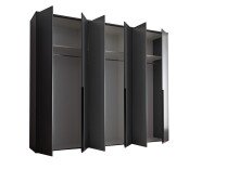 Drehtürenschrank >Kevo< 3 Böden, 3 Stangen, Graphit, Holzwerkstoff - 270x225x52 (BxHxT)