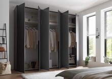 Drehtürenschrank >Kevo< 3 Böden, 3 Stangen, Graphit, Holzwerkstoff - 270x225x52 (BxHxT)