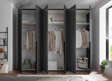 Drehtürenschrank >Kevo< 3 Böden, 3 Stangen, Graphit, Holzwerkstoff - 270x225x52 (BxHxT)
