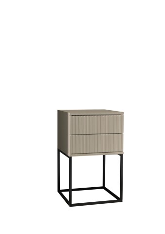 Nachtkommode >Marle< 2 Schubladen, Farbe Kaschmir, Holzwerkstoff - 40x65x38,5cm (BxHxT)