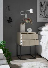 Nachtkommode >Marle< 2 Schubladen, Farbe Kaschmir, Holzwerkstoff - 40x65x38,5cm (BxHxT)
