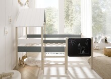 Hausbett >Kiama< mit Rollrost, Weiß, Petrol, Schwarz, Kiefer - 123x165x210 (BxHxT)