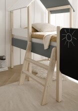 Hausbett >Kiama< mit Rollrost, Weiß, Petrol, Schwarz, Kiefer - 123x165x210 (BxHxT)