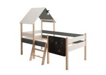 Hausbett >Kiama< mit Rollrost, Weiß, Petrol, Schwarz, Kiefer - 123x165x210 (BxHxT)