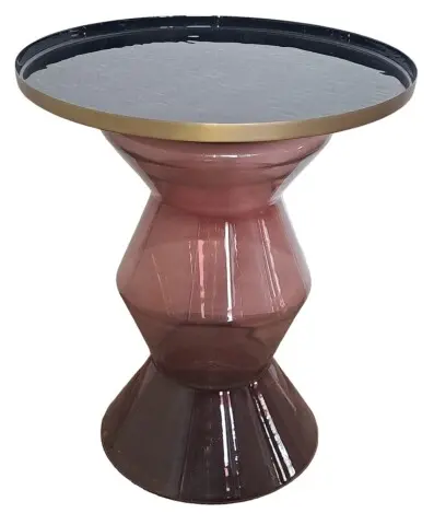 Beistelltisch >1172< mit Ablage, in Rot, Glas - 53x50cm (HxD)