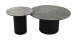 Couchtisch >2302< (2er Set) Ø 80 cm / Ø 50 cm, schmarz mit Keramik grau, Höhe 40 / 45cm