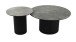 Couchtisch >2302< (2er Set) Ø 80 cm / Ø 50 cm, schmarz mit Keramik grau, Höhe 40 / 45cm