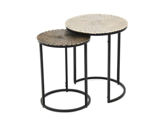 Beistelltisch >1127< (2er Set) in Silber / Gold, Aluminiumguss - 54x45cm (HxD)