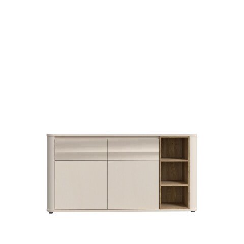 Sideboard >BREATHTAKER< 2 Türen, 2 Schübe, Eiche Dekor / sandfarben - 160x83,1x41,3cm (BxHxT)