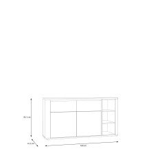 Sideboard >BREATHTAKER< 2 Türen, 2 Schübe, Eiche Dekor / sandfarben - 160x83,1x41,3cm (BxHxT)