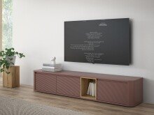 Lowboard >BREATHTAKER< 3 Klappen, terrakottafarbig / Eiche Dekor - 215x41,5x41,3 (BxHxT)