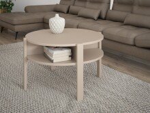Couchtisch >BREATHTAKER< rund, 4 Fächer, Ablage, sandfarbig - 45,5x74,4cm (HxD)