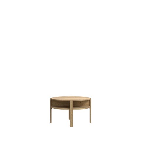 Couchtisch >BREATHTAKER< rund, 4 Fächer, 1 Boden, Mauvella Eiche Dekor - 45,5x74,4cm (HxD)