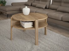 Couchtisch >BREATHTAKER< rund, 4 Fächer, 1 Boden, Mauvella Eiche Dekor - 45,5x74,4cm (HxD)