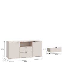 TV-Schrank >GANYMEDE< 2 Türem, 2 Schübe, sandfarbig - 129,8x63,1x41,3cm (BxHxT)