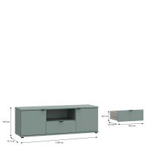 Lowboard >GANYMEDE< 2 Türen, 1 Schublade, 1 Fach, salbeifarbig - 129,8x43,9x41,3cm (BxHxT)